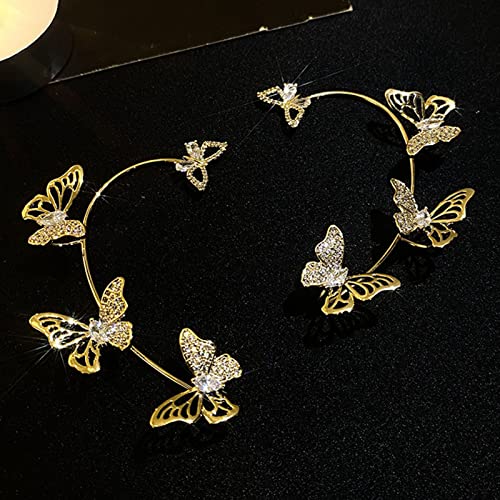 Shining Butterfly Ear Cuffs Zircon Butterfly Earrings for Women Ear Cuffs for Women Non Piercing Ear Wrap Around Earrings - color: D