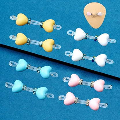 Longita Silver Gold Fake Nipple Rings Non Piercing Nipple Jewelry with Chain Adjustable Elastic Nooses Non Pierced Faux Body Jewelry for Women Men Comfortable Valentine's Day - color: B - blue pink white yellow