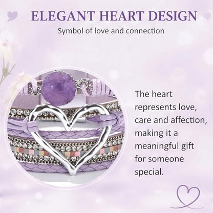 Long tiantian Boho Leather Wrap Bracelets Gifts Trendy Stuff Layered Bangles Bracelets for Women Modern Stackable Infinity Bracelets Bohemian Jewelry Gifts for Women Birthday Gifts - color: A4:Bangle Bracelets(purple)
