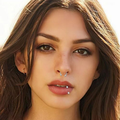 ONESING 20-30 Pcs Septum Rings 16G Septum Jewelry - Surgical Steel Piercings Horseshoe Helix Daith Smiley Tragus Lip Rings Nose Hoop Hinged Seamless Piercing Jewelry for Women Men - color: Silver/Round Ball-16G-8mm