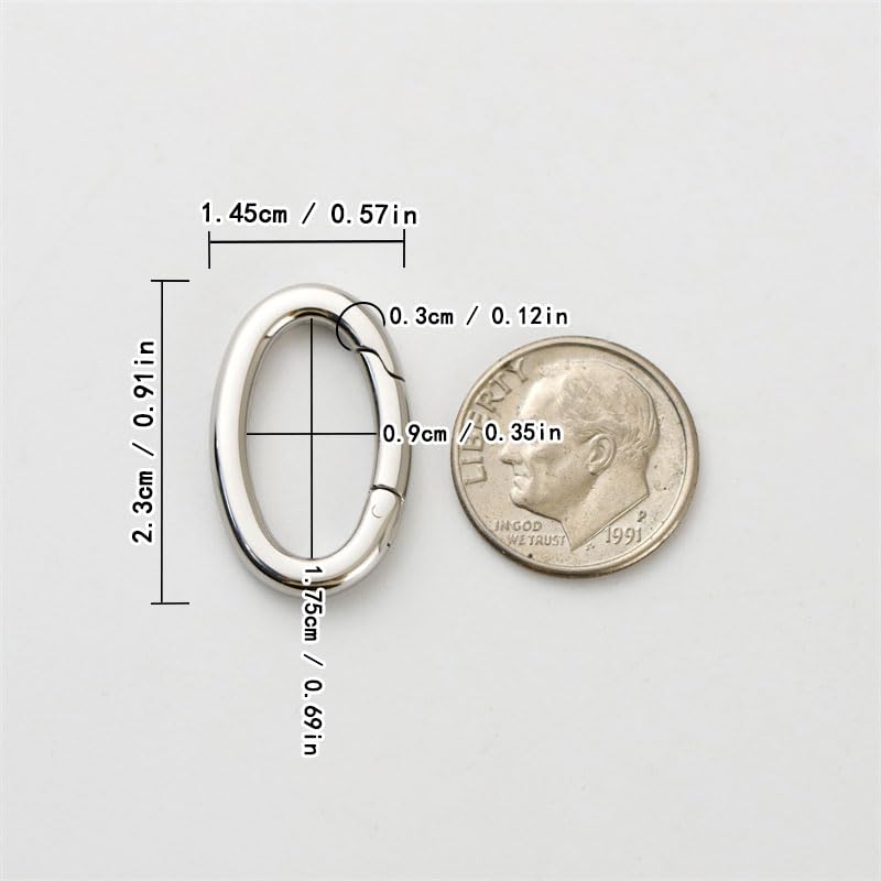 1Pc Oval Spring Clasps Clips Connector Rings for Keychain DIY Crafts (Silver-F) - color: Silver-F