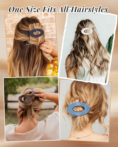 Mesovor 6 Pack Flat Hair Claw Clips, 4.33" Nonslip Round Lay Hair Clips | Strong Hold French Large Flat Hairclips for Lying Down, Yoga, Driving (Blue Matte) - color: Blue Matte