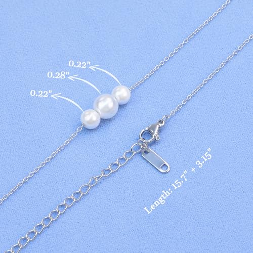 Trinckle Pearl Necklaces for Women, Pearl Choker Dainty Pendant Necklace | White Pendant Choker for Teen Girls, Layered Daisy Jewelry, Wedding Strands for Bride Bridesmaids as Beach Summer Accessories - style: Silver necklace