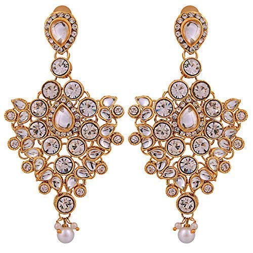 Aheli Bollywood Style Indian Bridal Choker Necklace Matha Patti Nose Ring Haath Phool Wedding Fashion Bharatanatyam jewellery set for Women - color: White