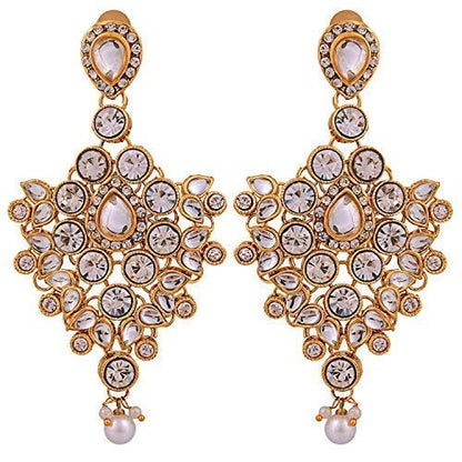 Aheli Bollywood Style Indian Bridal Choker Necklace Matha Patti Nose Ring Haath Phool Wedding Fashion Bharatanatyam jewellery set for Women - color: White