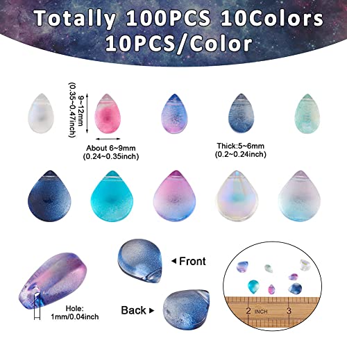 Cheriswelry 100Pcs 9-12mm Teardrop Glass Beads Top Drilled Waterdrop Glass Beads Colorful Drop Shape Spacer Beads for DIY Bracelets Earrings Necklace Jewelry Making Crafts - color: Mixed Color*15