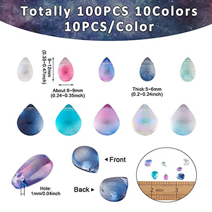 Cheriswelry 100Pcs 9-12mm Teardrop Glass Beads Top Drilled Waterdrop Glass Beads Colorful Drop Shape Spacer Beads for DIY Bracelets Earrings Necklace Jewelry Making Crafts - color: Mixed Color*15