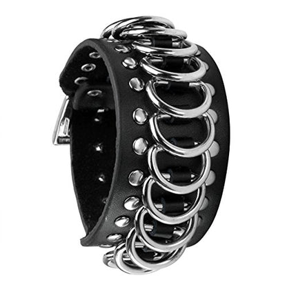 Eigso Punk Leather Studded Rock Bracelet for Men Women Gothic Rivets Y2K Black Wristband for Man Woman - color: Black 2 Pcs