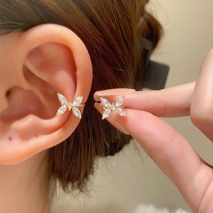 Ear Cuffs Earrings for Women Non Piercing Cartilage Cuff Wrap Clip on Earrings Trendy Pearl Rhinestone Tassel Chain Earrings Jewelry for Women - color: Butterfly Ear Cuff