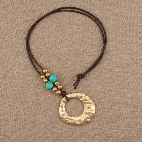 Boho Necklaces for Women Chunky Circle Necklace Bohemian Necklaces | Chunky Boho Necklace for Women Layered Boho Circle Leather Choker Necklace Long Vintage Necklaces Bohemian Jewlery Gifts - style: Boho Hippie Necklace