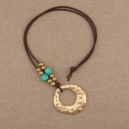Boho Necklaces for Women Chunky Circle Necklace Bohemian Necklaces | Chunky Boho Necklace for Women Layered Boho Circle Leather Choker Necklace Long Vintage Necklaces Bohemian Jewlery Gifts - style: Boho Hippie Necklace