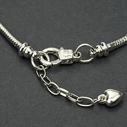 tiggell 5pcs Chain Bracelets Kit Silver Plated Snake Chain with Heart Lobster European Charm Bracelet for Christmas DIY Women Jewelry Findings Bracelet Making - color: silver
