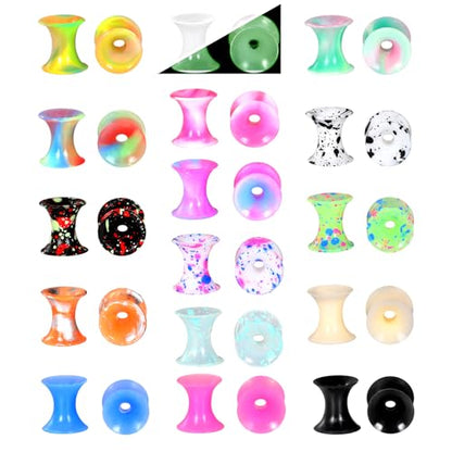 Xpircn 30Pcs Silicone Ear Gauges Flexible Ear Tunnels Plugs Stretchers Expander Double Flared Flesh Ear Piercing Jewelry for Women Men - style: Mixed Color:6G(4mm)