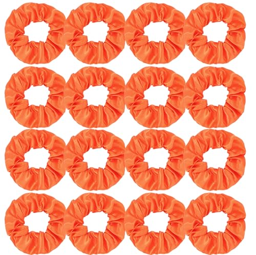 Semato 16 Pcs Orange Satin Scrunchies Bridesmaid Proposal Gifts Hair Ties Scrunchies for Women Girls Bachelorette Party Favors - color: orange