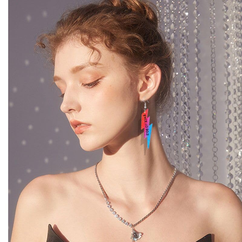 ONLYJUMP Acrylic Exaggerated Lightning Earrings Statement Punk Retro Geometric Delicate Neon Personalized Earrings Accessory Jewelry for Women - color: Red sd