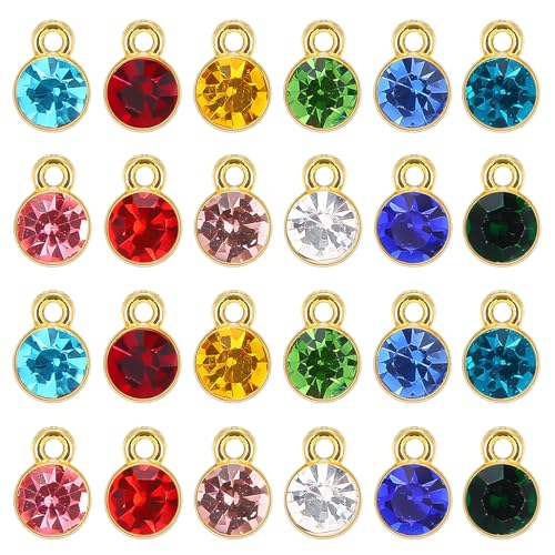 24PCS Crystal Dangle Charms for Jewelry Making | Mixed Color Crystal Dangle Charms Accessories, DIY Necklace Earring Bracelet Jewelry Making Crafts