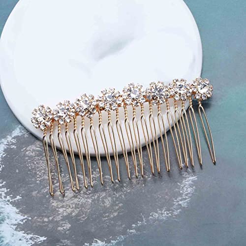 Crystal Bridal Hair Comb Gold Rhinestone Hair Piece Wedding Headpieces Bride Side Comb Wedding Hair Accessories for Bride and and Bridesmaids (Gold) - color: Gold