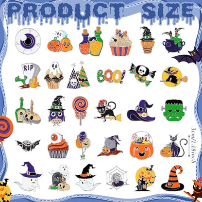 30/60 Pcs Cute Enamel Pins Bulk Plant Flower Animal Halloween Gothic Fall Pumpkin Cartoon Lapel Pin Brooches Jewelry Gift for Backpack Clothes Hats Accessories - style: Ghost