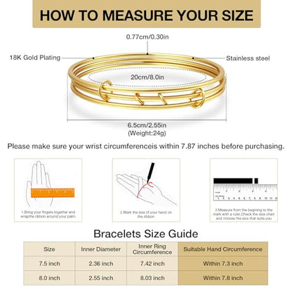 YBMYCM Gold Silver Stackable Bracelets for Women, 18K Gold Plated Two-Toned Connected Bangles Trendy Elegant Jewelry Gift - color: Gold, size: Circumference: 8inch
