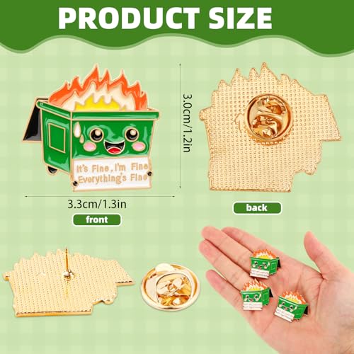 SANNIX 15Pcs Dumpster Fire Pins, Funny Emotional Positive Enamel Dumpster Fire Lapel Pins for Coworkers Christmas Office Gifts Clothes Hats Accessories - style: Dumpster Fire Pin