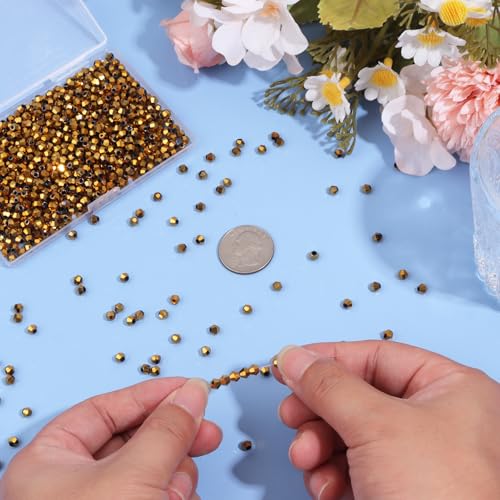 1000Pcs 4mm Faceted Crystal Glass Bicone Beads Loose Bead for DIY Bracelet Necklace Earring Keychain Jewelry Making,Gold - color: Gold