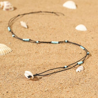 Dainty Boho Beaded Choker Necklace Beach Layered Colorful Bead Necklace Jewelry Gifts for Women - color: Tur