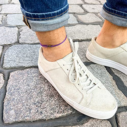 Made by Nami Surfer Anklet with Snap Hook Clasp Waterproof & Adjustable Thin String Ankle Bracelets for Women and Men Handmade Jewelry for Beach and Music Festival Accessories - color: Purple Black