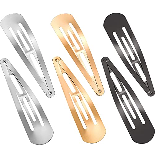 Geyoga 30 pcs 4 Inch Large Metal Snap Hair Clips Snap Barrette for Women | Gold Silver Gun Black, Strong Spring, No Slip Hold, Thick Fine Hair, Party Daily Use