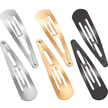 Geyoga 30 pcs 4 Inch Large Metal Snap Hair Clips Snap Barrette for Women | Gold Silver Gun Black, Strong Spring, No Slip Hold, Thick Fine Hair, Party Daily Use