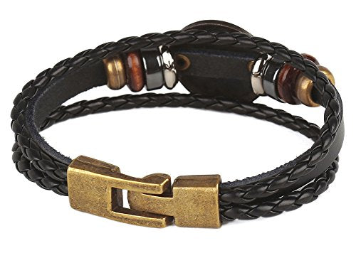 Punk Alloy Leather Bracelet for Constellation Braided Rope Bracelet Bangle - style: Aquarius