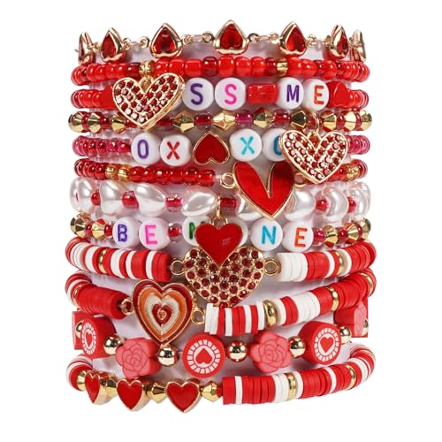 Twinfree Bohemia Beaded Bracelet for Women, Polymer Clay Stretch Bracelets - color: color 54