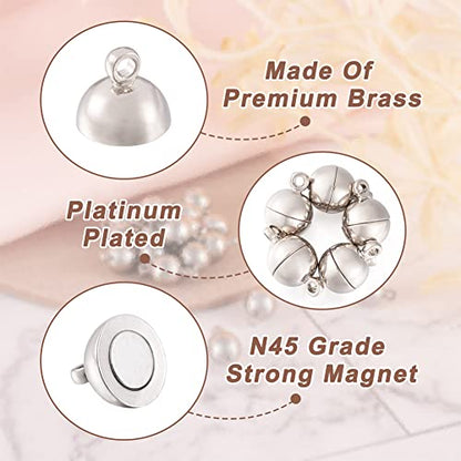 Craftdady 20 Sets Platinum Round Magnetic Clasps 14.5x8mm Magnet Converters Locking Clasps for Jewelry Bracelet Necklace Making Hole:1.6mm - color: Platinum
