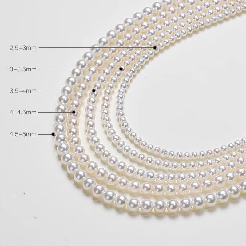 White Genuine Freshwater Cultured Pearl Necklace For Women And Men | Full Sizes from 3mm to 14mm Freshwater Pearls, AAA Grade & Above, A Love Gift Choice For Anniversaries And Birthdays - size: 4-5mm 18+2in
