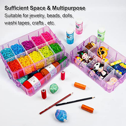 7 Layers Stackable Storage Container, 70 Adjustable Compartments (Purple) Stackable Storage Container, Perfect for Kids Toys, Art Crafts, Jewelry, Supplies, Mini Case & Letter Sticker Included - color: PURPLE