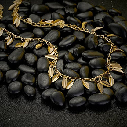 MTMY Beaded Necklaces for Women 14K Gold Plated Dainty Colorful Green/Rose Beaded Pearl Choker Necklace Delicate Boho Choker Necklace Jewelry Gift - style: Leaf tassel