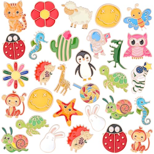 SANNIX 60Pcs Enamel Pins Bulk Set, 30 Styles Cute Cartoon Brooch Pins for Backpacks, Clothes, Bags, Hats - Funny Lapel Pins Button Badges Accessories - style: Mixed Pin
