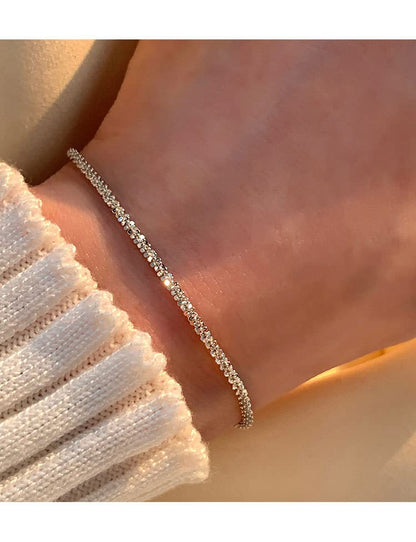 925 Sterling Silver Dainty Bracelets for Women Adjustable Chain Link Chain Jewelry Bracelet for Women Men - color: White