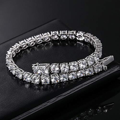 MDFUN 18k White Gold Plated CZ Tennis Bracelet, 4MM Cubic Zirconia Charm Bracelet for Women Men - style: 8.5" tennis bracelet