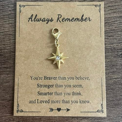 AMOBESTER 18K Gold Plated Gold North Star Zipper Pull Charms Stainless Steel Celestial Clip-On Charms for Jewelry Making, DIY Bracelets Necklaces
