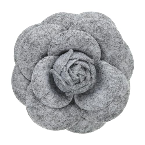PATIKIL Camellia Flower Brooches, Vintage Fabric Flower Brooches Handmade Floral Pins for Women Hat Dress Shirt Tie Corsage - color: Grey
