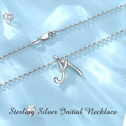 EUDORA Sterling Silver Initial Necklaces for Women, Classic 26 Letter Neckless Gifts for Girls, Sister, Mother Daughter, 18 inch Chain - style: A.