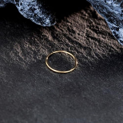 14K Gold Nose Ring Hoop for Women and Men, 6mm/7mm/8mm Tiny Gold Nose Ring Stud Piercing Jewelry, 20G 22G - color: 14k Yellow Gold, size: 22 gauge(0.6mm)-7mm
