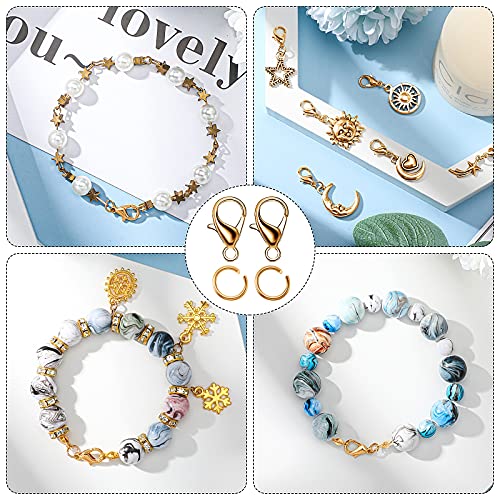 600 Pieces Lobster Clasps and Open Jump Rings Set Lobster Claw Clasps and Closures for Jewelry Making and Bracelets Bracelet Hooks Jewelry Clips(Gold) - color: Gold