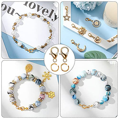600 Pieces Lobster Clasps and Open Jump Rings Set Lobster Claw Clasps and Closures for Jewelry Making and Bracelets Bracelet Hooks Jewelry Clips(Gold) - color: Gold