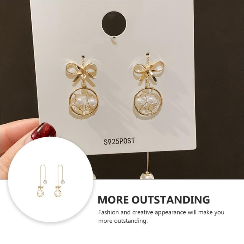 1Pair Chic Net Shaped for Women Creative Pearl Ear Pendants Simple Fashion Occasions Elegant Evening Dress Accessories