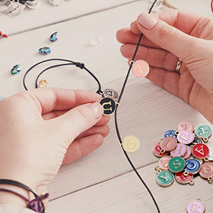 Bucherry 208 Pcs Letter Metal Charms for Jewelry Making Mix Initial Double Side Charms for DIY Bracelet Necklace Making - color: Dark Pink, style: Letter