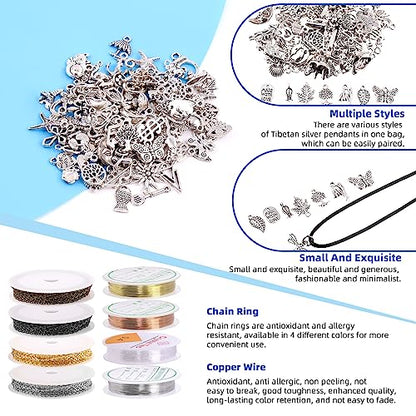 Glarks 1589Pcs Jewelry Making Kit, Jewelry Making Supplies Kit with Jewelry Making Tools, Jewelry Wires, Charms, Jewelry Findings for Jewelry Making, Repair and Beading - size: 1488pcs