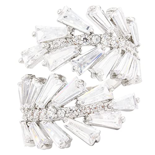 Lavencious Art Cocktail Fashion Ring Size Adjustable From 6-8.5 Cubic Zirconia Jewelry - color: Silver