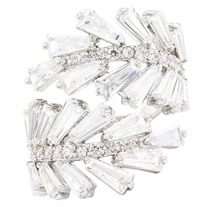 Lavencious Art Cocktail Fashion Ring Size Adjustable From 6-8.5 Cubic Zirconia Jewelry - color: Silver