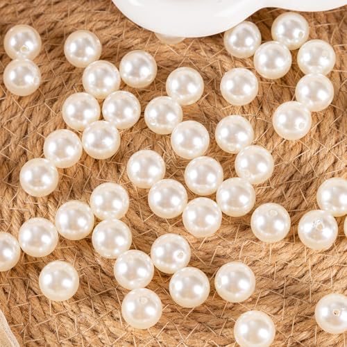 Pearl Beads for Jewelry Making 165pcs 14MM Pearl Craft Beads with Hole Loose Fake Pearls Small Faux Pearls for Jewelry Making Bracelet Necklace DIY, Sewing Decor and Vase Filler - size: 14MM